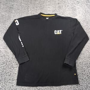 CAT Caterpillar Shirt Men Medium Black Construction Long Sleeve Graphic Tee
